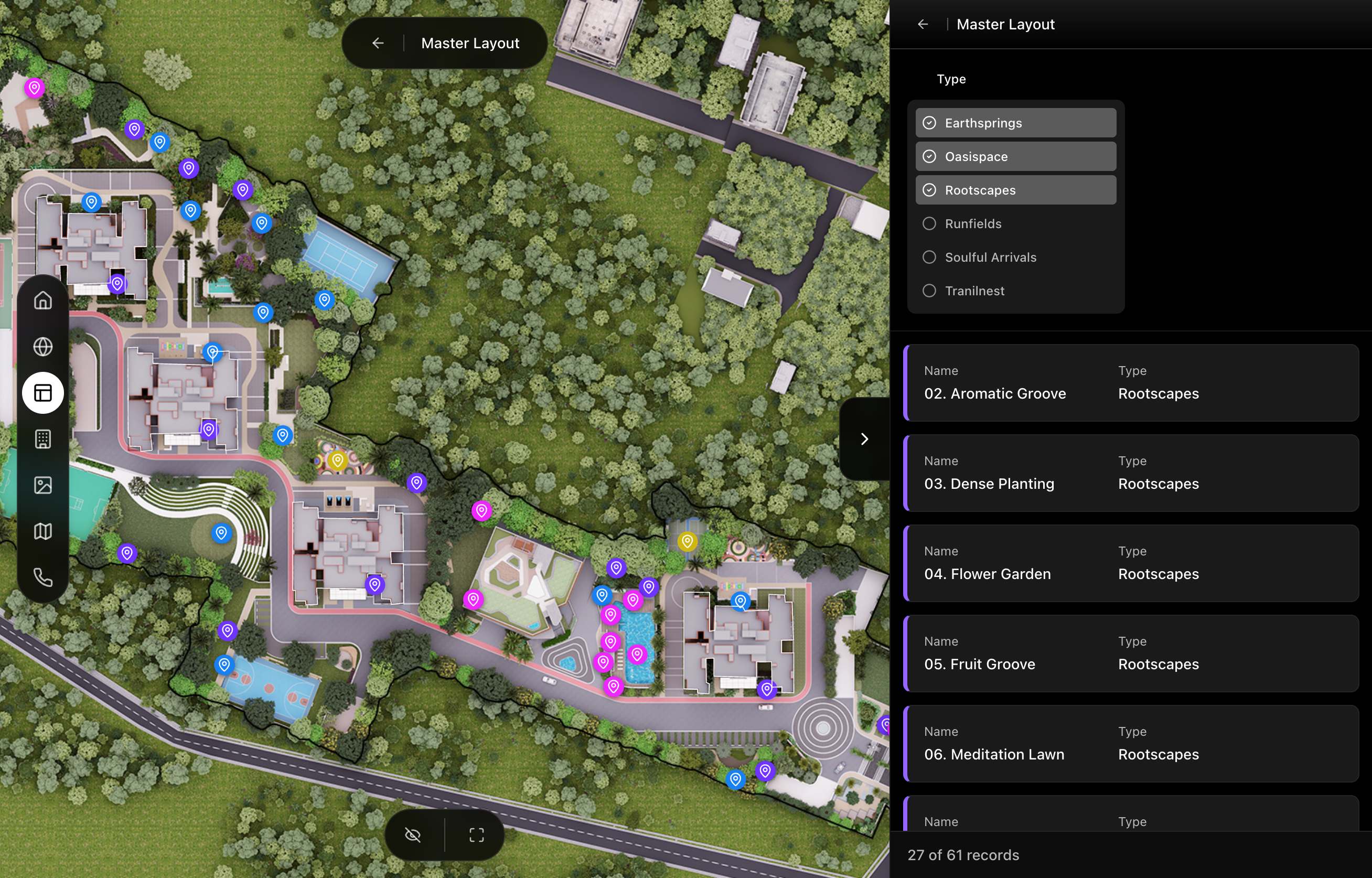 2D masterplan with interactive hotspots