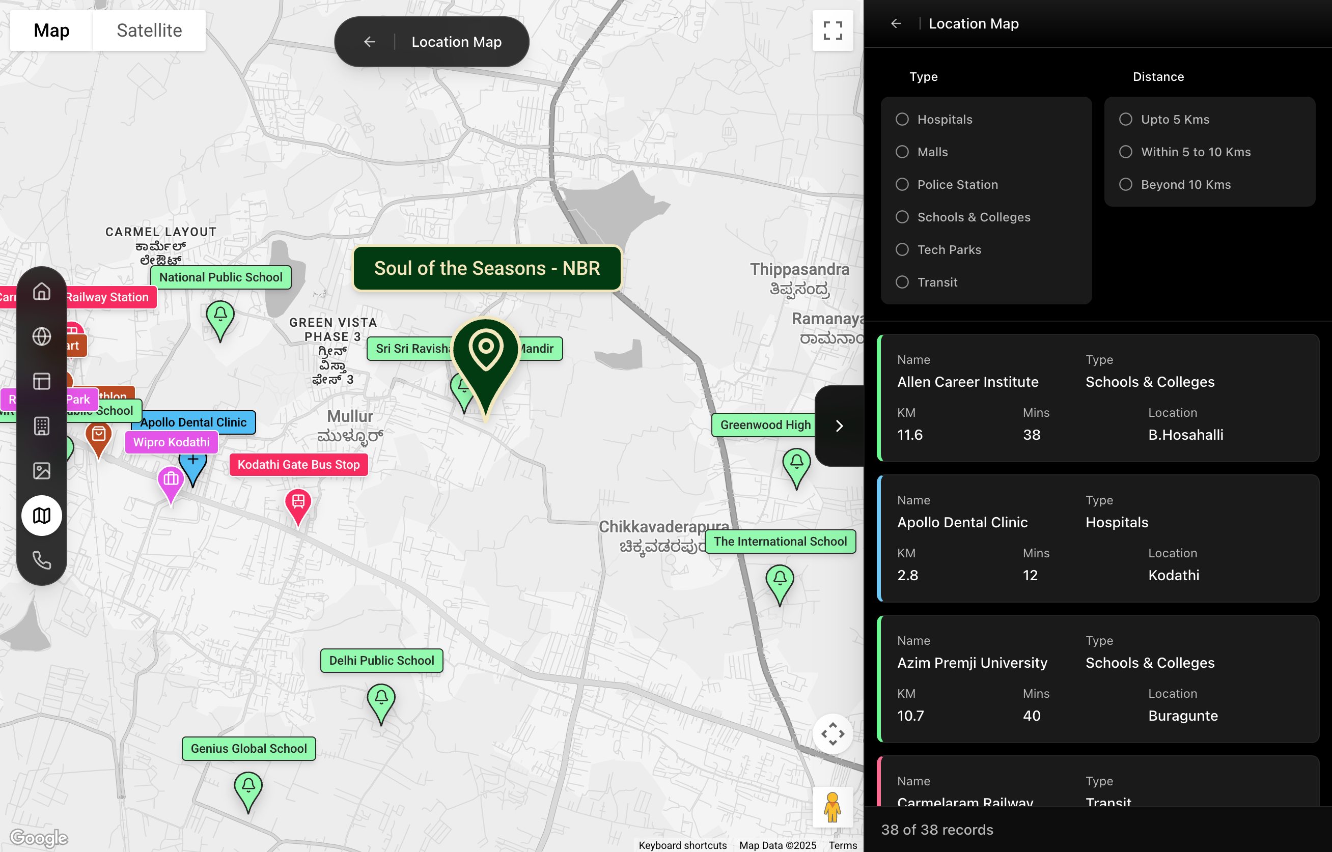 Map view with property locations